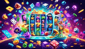 Antarmuka permainan Galactic Gems di macaoslot dengan grid simbol bintang dan planet
